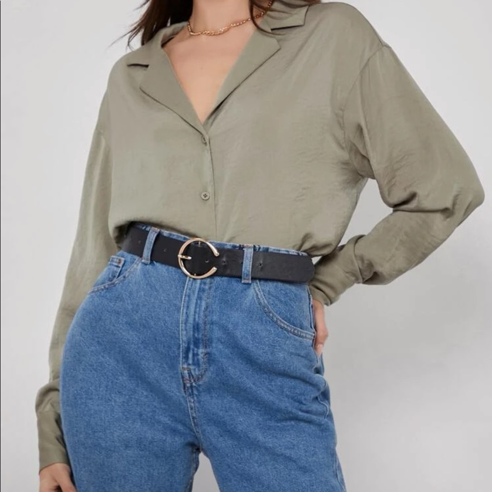 Button Front Drop Shoulder Blouse - image 2